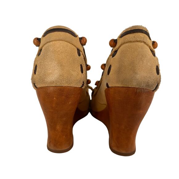 Sam Edelman Angelina Suede Wood Wedge Moccasins Size 8.5 - Picture 5 of 9